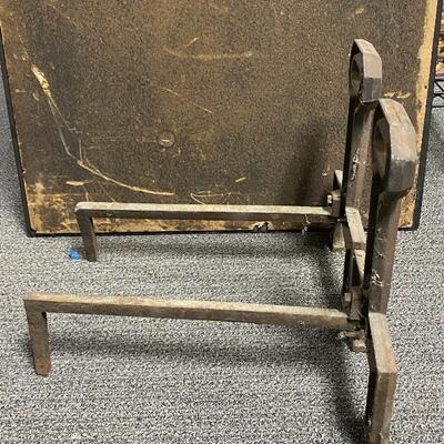 Pair of Mission Arts & Crafts Keyhole Heavy Iron Andirons