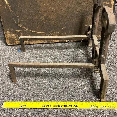 Pair of Mission Arts & Crafts Keyhole Heavy Iron Andirons