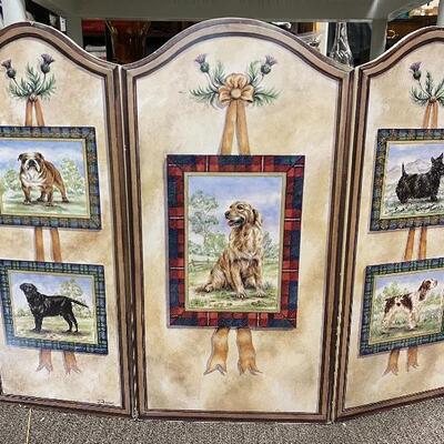 Tri Fold Dog Screen Fireplace Cover Floor Art