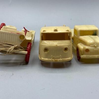 Set of 3 Vintage Plastic Toy Cars *One Missing Wheel*
