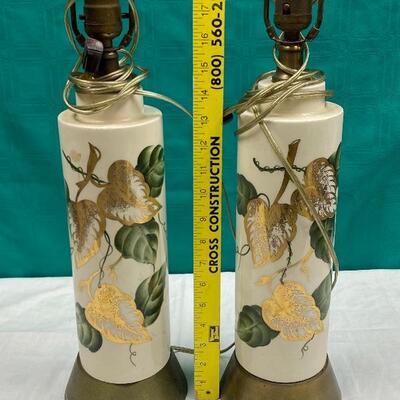 Green and Gold Ivy Pattern Table Lamps