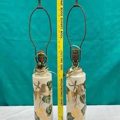 Green and Gold Ivy Pattern Table Lamps