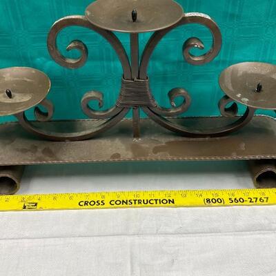Large Metal Scroll Triple Candle Holder