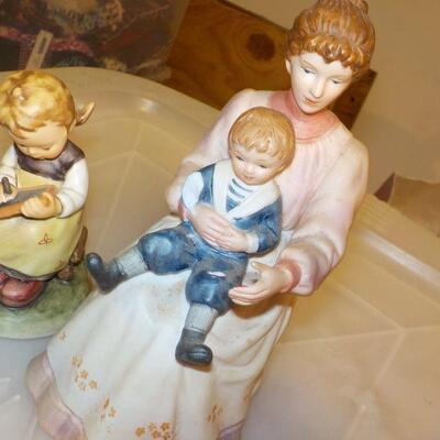 4 collector pieces Norman Rockwell bell, Hummel, Meissen, Brass Elephant.