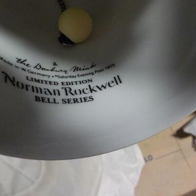 4 collector pieces Norman Rockwell bell, Hummel, Meissen, Brass Elephant.