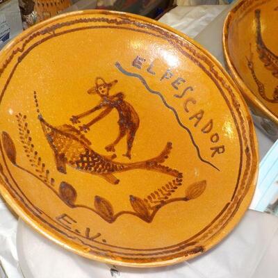 2 Hand crafted Mexican made designer plates. 