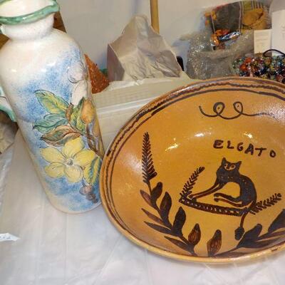 Hand Crafted Pitcher and Salad Bowl by Elgato and Capelo.