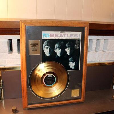 Framed Beatles Meet the Beatles gold record memorabilia display (#30)