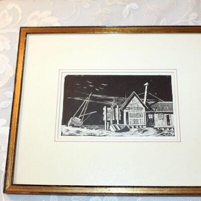 Charles Mulvey woodcut, ex Mathews Galleries, framed (#36)
