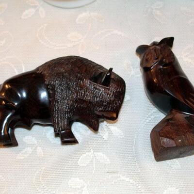 Pair carved wood figurines (#43)
