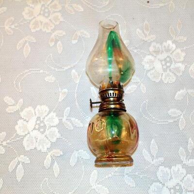 Hong Kong marked small oil lamp, 9" (#47)