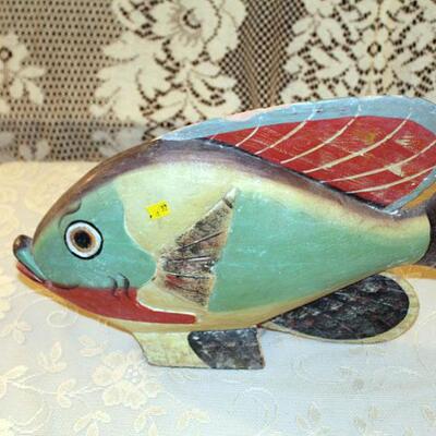 Painted wood fish figure, 11" (#52)
