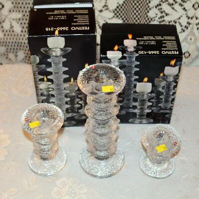 Iittala Finland Festivo Candlesticks, set of 3, with boxes (#53)