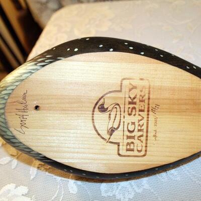 Carved wood duck decoy, signed Scott Huntsman, 16" (#65)