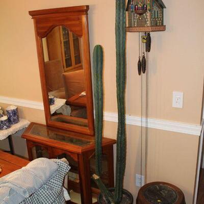 Glass fronted curio cabinet with matching mirror (#87)