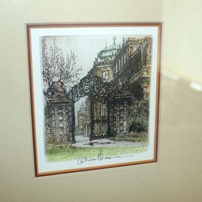 Pair etchings of ornate metal gates (#115)