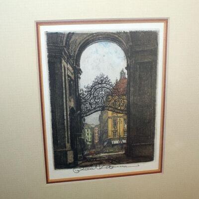 Pair etchings of ornate metal gates (#115)