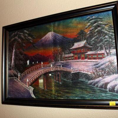 Framed Mt. Fuji in silk (#119)