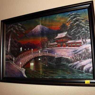 Framed Mt. Fuji in silk (#119)