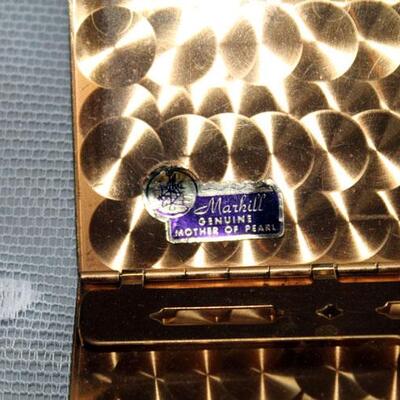 Pair of Vintage mother of pearl over brass cigarette cases (#125)