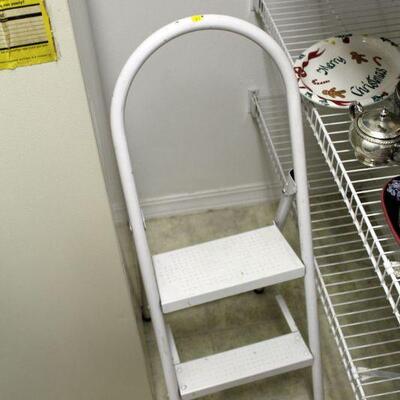 White painted metal step stool (#243)