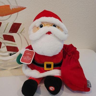 Lot 17: Metal Snowman Deco + Hallmark Plush Singing Santa Tested A+