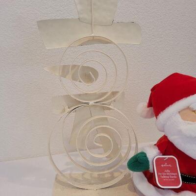 Lot 17: Metal Snowman Deco + Hallmark Plush Singing Santa Tested A+