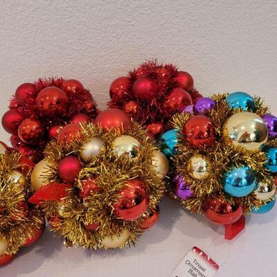 Lot 18: Large Tinsel Christmas Ball Ornaments Deco
