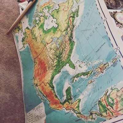 1967 North America Pull Down Map