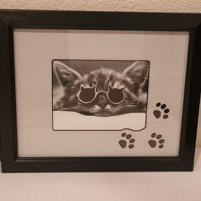 Lot 2: (2) Framed Kitten Black & White Pictures 