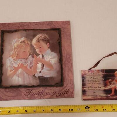 Lot 8: (2) Religious Hangings and Footprints Book