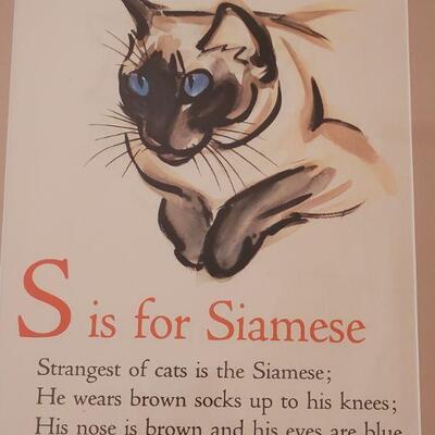 Lot 10: Framed Vintage Siamese Art