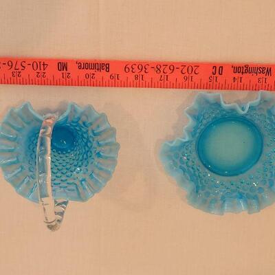 Lot 11: Vintage Fenton Hobnail Dish & Basket