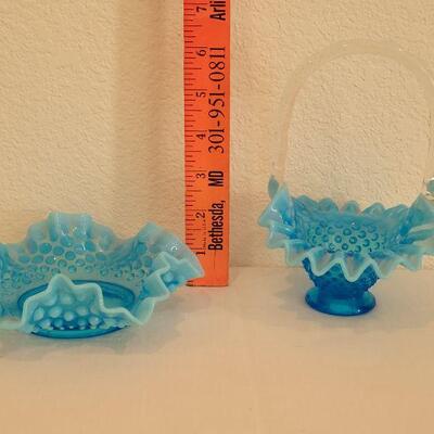 Lot 11: Vintage Fenton Hobnail Dish & Basket