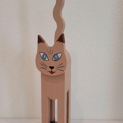 Lot 12: Vintage Wood Cat Doorstop 
