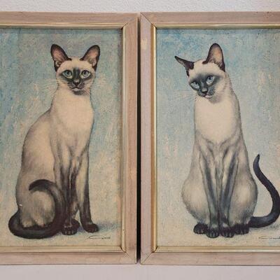 Lot 15: Mid Century Modern Art Crest Siamese Pictures (2)