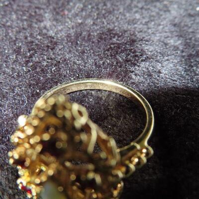 Pink and Opalescent Cluster Ring