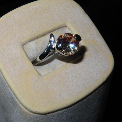 Orange Round Stone Ring