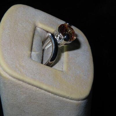 Orange Round Stone Ring