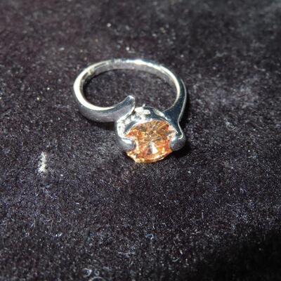 Orange Round Stone Ring