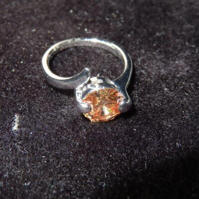 Orange Round Stone Ring