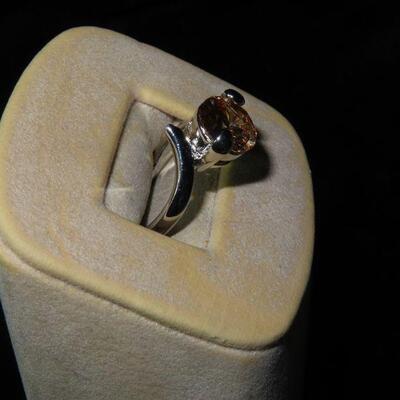 Orange Round Stone Ring