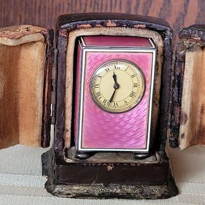 Lot 122: Tiffany &Co Clock case/ Guilloche Miniature clock WORKS!