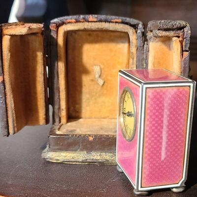 Lot 122: Tiffany &Co Clock case/ Guilloche Miniature clock WORKS!