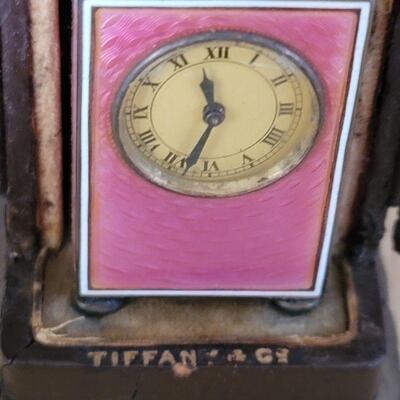 Lot 122: Tiffany &Co Clock case/ Guilloche Miniature clock WORKS!