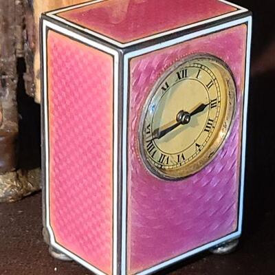 Lot 122: Tiffany &Co Clock case/ Guilloche Miniature clock WORKS!