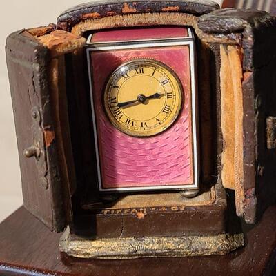 Lot 122: Tiffany &Co Clock case/ Guilloche Miniature clock WORKS!