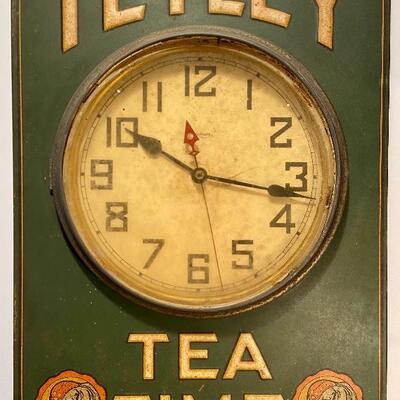 Lot 169: Vintage Advertising Waterbury Clock Co Tetley Tea Time Electric Clock