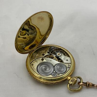 -3- ELGIN | Open Face Pocket Watch with Chain | 15j | 1927 | 18K Chain-4.5g