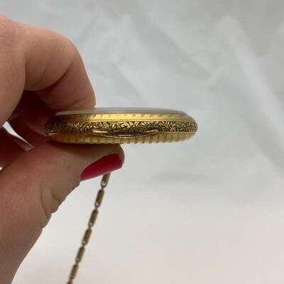-3- ELGIN | Open Face Pocket Watch with Chain | 15j | 1927 | 18K Chain-4.5g